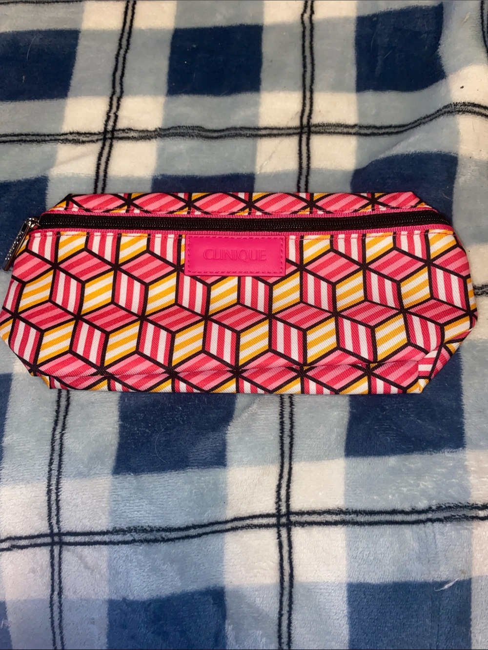 Clinique Pink & Yellow Geometric Cosmetic Case